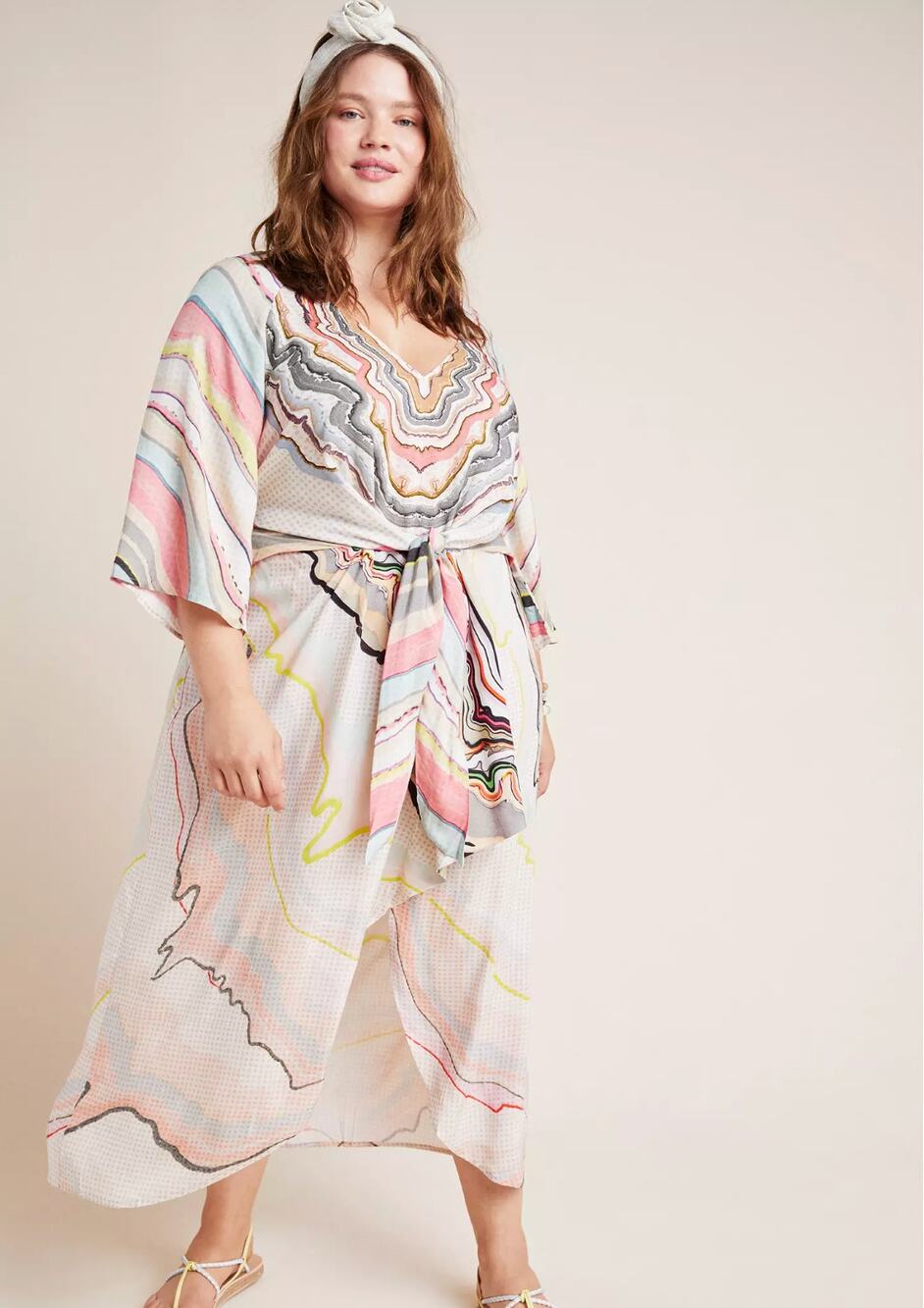 Anthropologie Tara Dolman Sleeve Midi Dress Animal Print Side Cutout Slit 1X